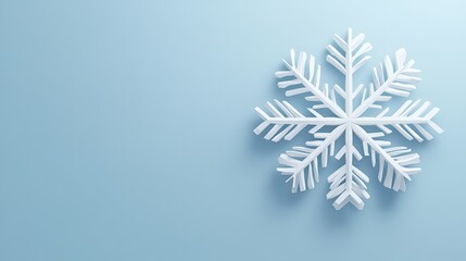 Poster - White Paper Snowflake on Light Blue Background
