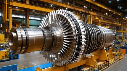 Poster - Large Industrial Turbine Rotor Assembly In Factory