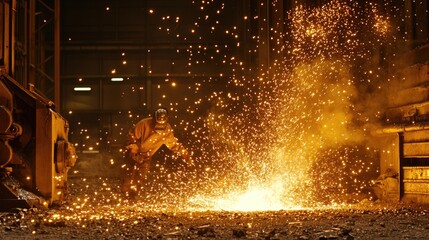 Poster - Industrial Worker Performing Hot Metal Welding Operation