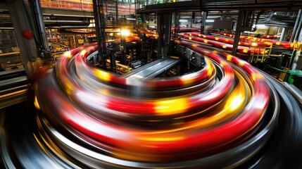 Poster - Fast Moving Conveyor Belt System In Factory