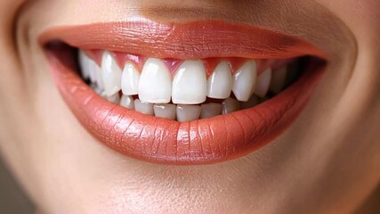 Poster - A close-up of a persons radiant smile highlights beautifully aligned and whitened teeth, demonstrating the benefits of modern cosmetic dentistry. The image emphasizes dental health and aesthetics.