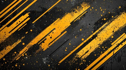 Poster - Abstract Black And Yellow Diagonal Stripes Design