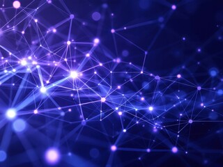 Poster - Abstract network of glowing purple nodes and connections on dark background