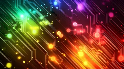 Poster - abstract colorful circuit board background.