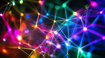 Poster - Abstract colorful network, glowing lines and nodes.