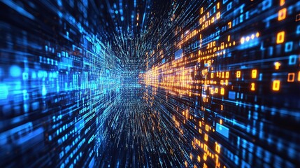 Poster - Abstract Cybersecurity Concept with Binary Code and Digital Lines