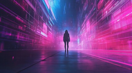 Poster - Surreal Digital Landscape Featuring Metaverse and Blockchain Concepts