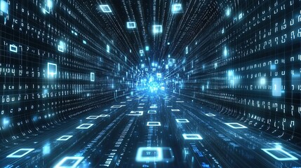 Poster - Abstract Digital Background with Big Data and Lines of Light