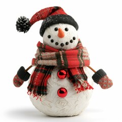 Poster - Smiling snowman wearing a red hat and scarf, celebrating christmas time