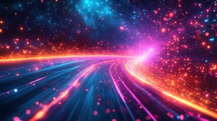 Sticker - Neon Lightspeed: A Journey Through the Cosmic Highway