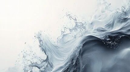Poster - Abstract Gray and White Digital Background with Fluid Lines