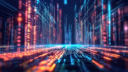 Poster - Cybersecurity Protection Concept with Binary Code Visualization
