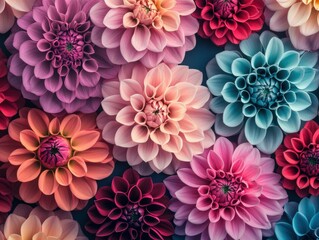 Wall Mural - Colorful collection of blooming flowers in various shades and shapes