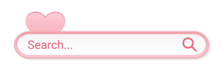 Fototapete - search bar internet browser with romantic love style. pink address text field web on white backgroun