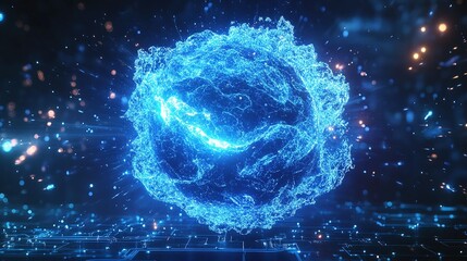 Poster - Abstract Quantum Computer Concept with Blue Circuit Background