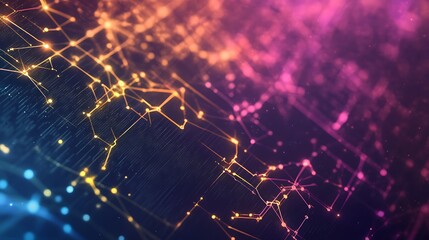 Poster - Abstract network connection, glowing nodes and lines.