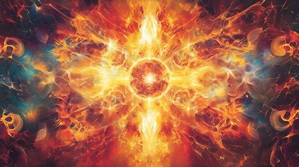 Leinwandbilder - . A digital mosaic of shifting polygons and radiant energy bursts