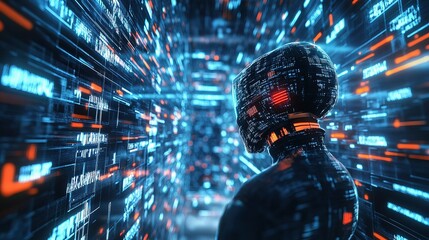 Poster - 3D rendering of artificial intelligence in a digital environment