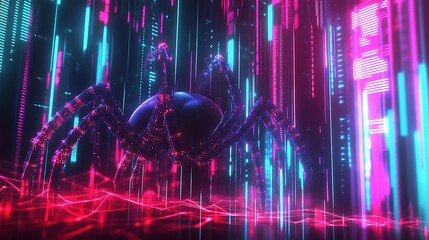Poster - 3D Spider Visualization Over Interconnected Data Points and Lines