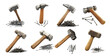 © madyshah783 - Pack Hammer and Nails set Against a Transparent Background for Tools, Construction, or DIY Projects