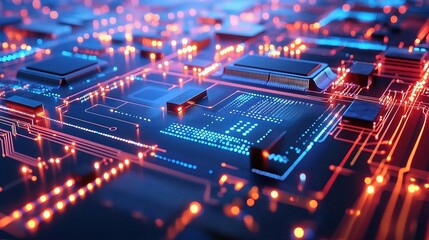 Poster - Abstract Circuit Board Design with Futuristic Technology Elements