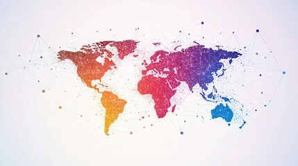 Poster - Colorful Global Communication Network Map with Connecting Lines
