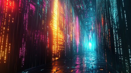 Poster - Dynamic Cybersecurity Environment with Binary Code and Colorful Lights