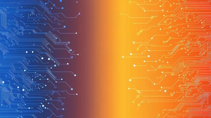 Poster - Abstract Circuit Board Background in Orange and Blue Colors