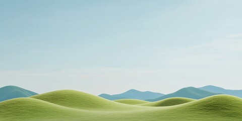 Wall Mural - Tranquil Rolling Green Hills Under Clear Blue Sky