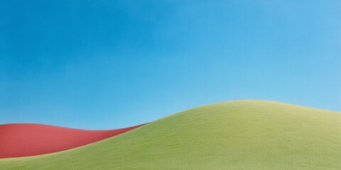 Wall Mural - Serene Rolling Hills Under Clear Blue Sky A Minimalist Landscape