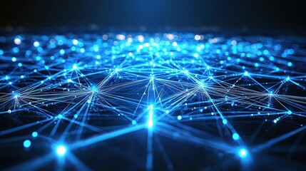 Poster - Futuristic Network Background with Interconnected Lines and Lights