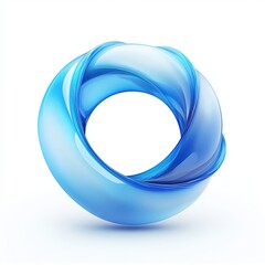 Canvas Print - An abstract blue swirl forming a smooth circular design with a glossy finish, symbolizing fluidity, energy, and modern elegance on a white background