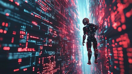 Poster - 3D Rendering of Artificial Intelligence Research with Futuristic Design