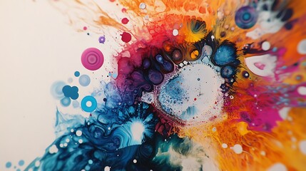 Aufkleber - A chaotic explosion of primary colors blending into intricate mandalas