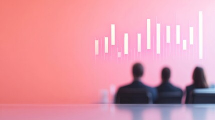 Poster - Abstract Modern Finance Collaboration Silhouettes and Floating Graphs