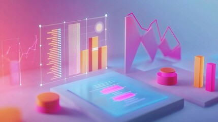Poster - Futuristic Data Visualization with Holographic Elements and Scale