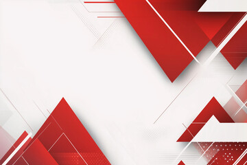 Poster - white background with red triangles. The triangles are of different sizes and angles. The image has a modern and abstract feel to it