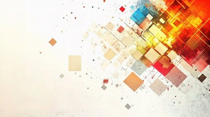 Poster - Abstract Geometric Shapes in Digital Art with Vibrant Colors and Lines