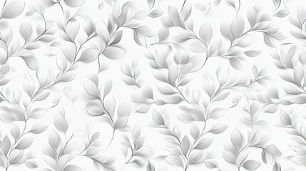 Poster - This seamless pattern has a grey background with white swirls, dots, and floral motifs, creating an elegant design SEAMLESS PATTERN