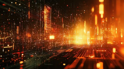 Poster - Futuristic Abstract Circuit Board Technology with Dynamic Lines