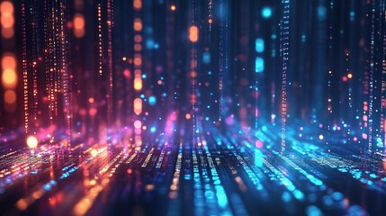 Poster - Futuristic Cybersecurity Concept with Binary Code and Data Streams