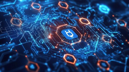 Poster - Cyber Security Theme with Wide View of Digital Internet Network