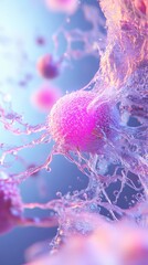 Poster - Microscopic nanobots are injecting innovative treatment into damaged cells, showcasing a futuristic medical approach for cellular repair and regeneration