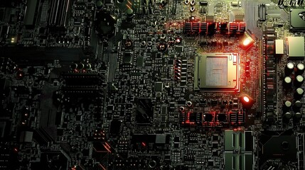 Poster - Three Dimensional Illustration of CPU on Computer Circuit Board