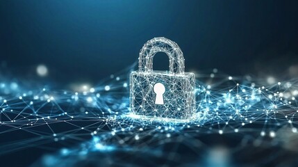 Poster - Concept of Protecting Cybersecurity with Digital Lock Graphic