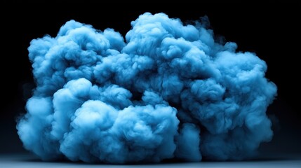 Fototapete - Thick blue smoke rises and swirls against a deep black backdrop, creating an engaging and dynamic visual effect. vibrant color adds intensity and evokes a sense of mystery