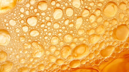 Poster - Golden light illuminates the mesmerizing patterns formed by surface tension, creating a captivating display of bubbles and ripples in water