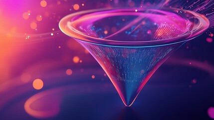 Poster - Futuristic 3D Funnel Chart with Dynamic Data Visualization Effects