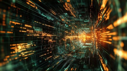 Poster - Abstract Digital Lines Representing Programming and Code in Technology