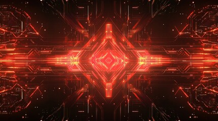 Poster - Futuristic Abstract Circuit Board Technology with Bright Lines